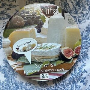 Porcelain cheese labels/ Set of six great for entertaining